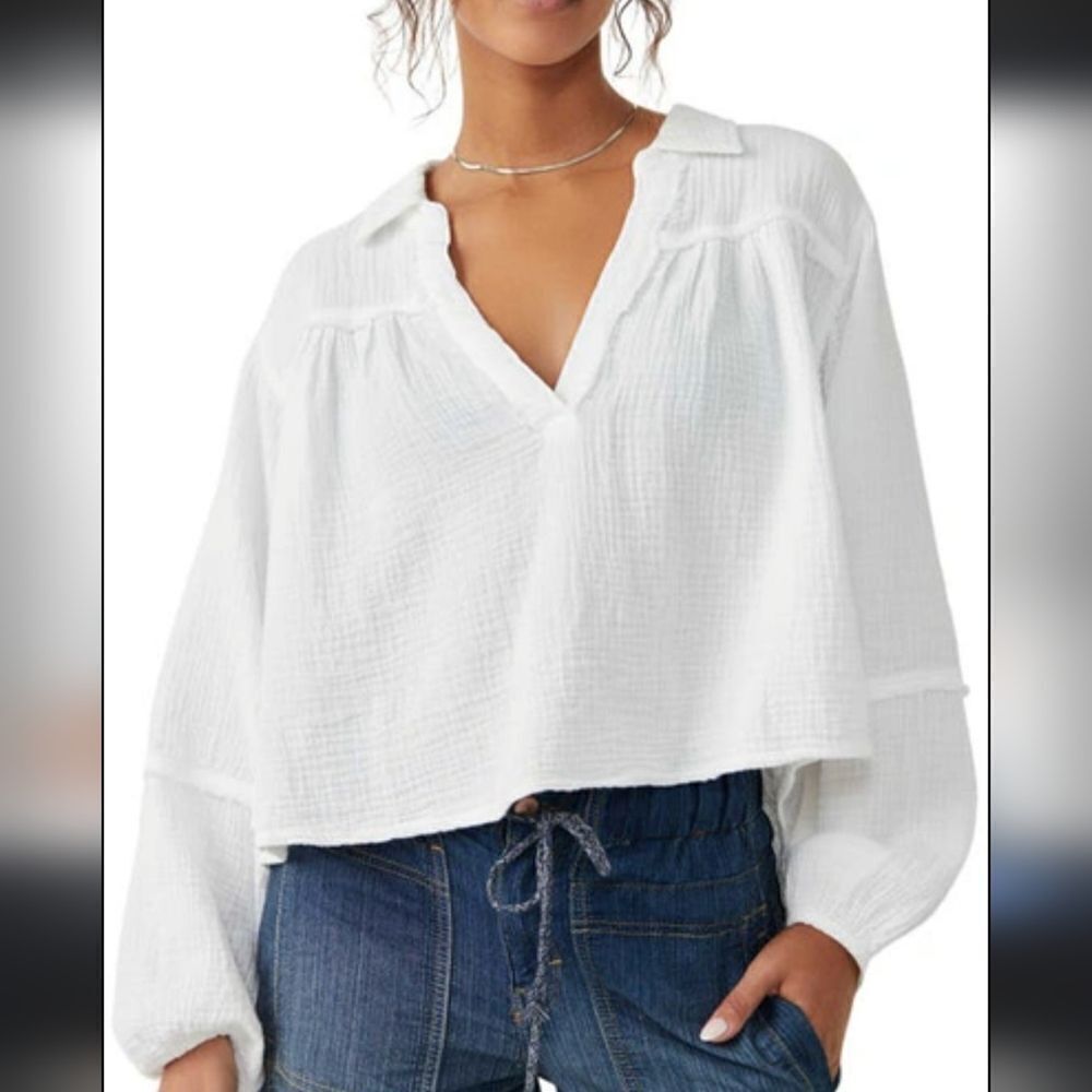 We the‎ Free Yuca Double Cloth Cotton Womens Oversized Shirt Medium Free People